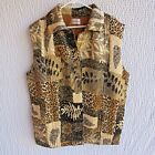 Mix Print 1X Vest Crinkle Satin Brown Gold Graphic