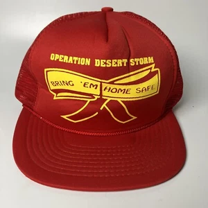 Vintage Operation Desert Storm Hat Mesh Trucker Snapback Cap Bring Em Home Safe - Picture 1 of 10