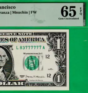 $1 Federal Reserve note LUCKY 7's Serial Number 777777 PMG - Picture 1 of 3
