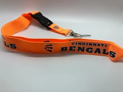 Cincinnati Bengals Lanyard ID Badge Key Chain Clip Face Mask Holder Strap Saver - Image 1 of 4