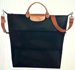 NEW Longchamp Le Pliage Expandable 1911 Travel Duffle Crossbody Bag BLACK - Picture 1 of 11