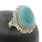 Turquoise Gold Ring 333 8Kt Yellow Gold Gemstone Gold Ring Women's Blue Green Value 550,-