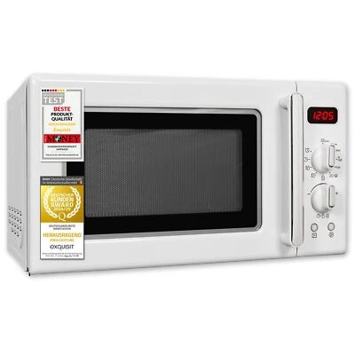 Exquisit Retro-Mikrowelle, 20L, 5 Leistungsstufen, Timer, RMW720-3GDIG weiss - Bild 1 von 4
