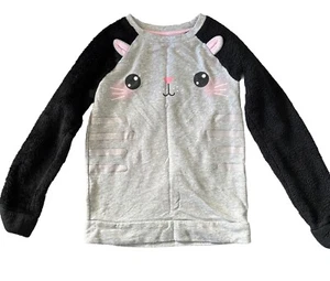 Cat & Jack Girls Heather Gray Crew Neck Pullover Cat Sweatshirt Size XL  14/16 - Picture 1 of 4
