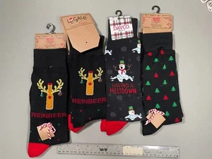 NWT Men’s Christmas Novelty Socks (4 Pairs) – Size 8-12, Festive Holiday Designs - Picture 1 of 10