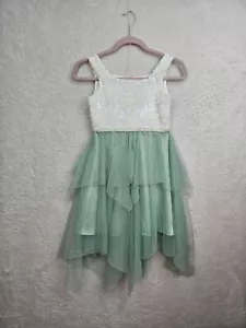 Rare Editions Girls Drses 10 Green 100%Polyester Sleeveless Sequin Asymmetrical - Picture 1 of 18