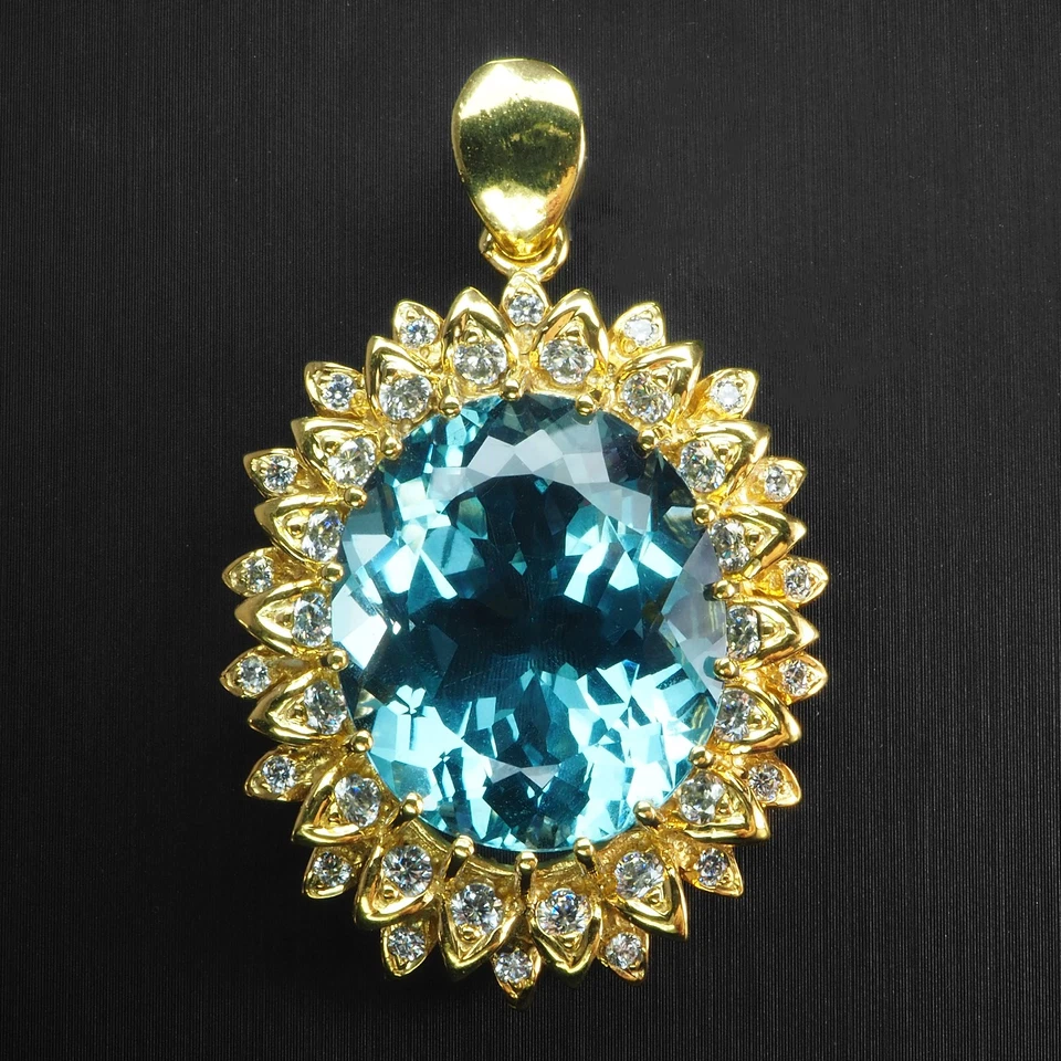 Pingentes charmosos de prata esterlina 24K azul ártico água-marinha 25,50 ct 925 - Imagem 1 de 4