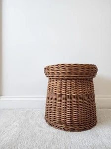 Vintage Wicker Storage Basket Seat Stool With Lid - Picture 1 of 7
