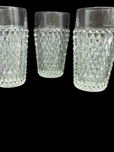 Set Of 3 Indiana Glass Company Diamond Point Water/ Ice Tea Glass Tumbler - Picture 1 of 3