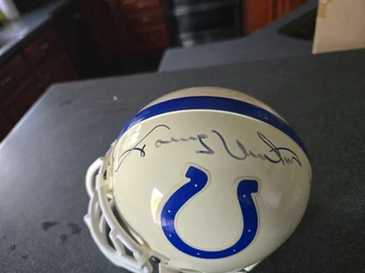 JOHNNY UNITAS Auto Signed BALTIMORE COLTS Mini Helmet HOF Collector's Convention - Image 1 of 4