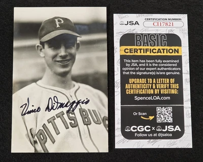 VINCE DIMAGGIO Signed Real Photo Postcard-PITTSBURGH PIRATES-JSA - Image 1 of 4