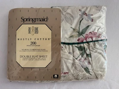 SPRINGMAID BILL BLASS 200 COUNT PERCALE DOUBLE FLAT SHEET ROMANCE 81" x 96" NEW - Image 1 of 4