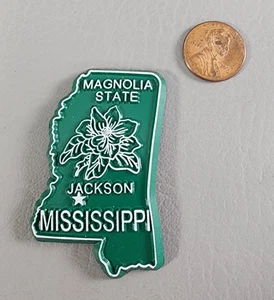 Mississippi State | Magnolia State/Jackson Refrigerator Magnet 2"x1" | Green - Picture 1 of 2