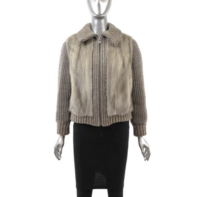 Chaqueta Visón Tejida Gris con Mangas Desmontables - Talla S Foto 1 de 4