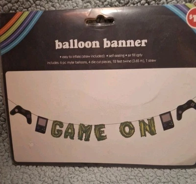 Controlador Videojuego Banner Globos Juego En Nivel Verde Negro Decoración Fiesta Foto 1 de 4