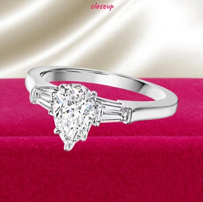 1.50 CT Pear IGI GIA Certified Lab Grown Diamond Engagement Ring 950 Platinum - Image 1 of 4