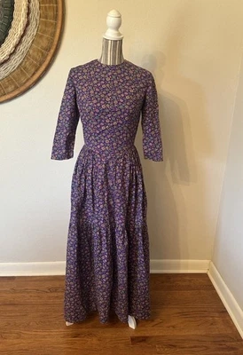 Vestido Floral Vintage Años 70 Pradera Cottagecore Modesto Para Mujer S Foto 1 de 4