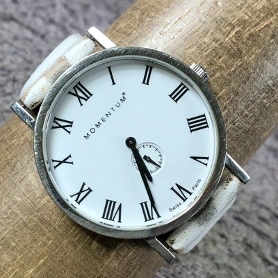 Женские кварцевые аналоговые часы Momentum Dress Swiss Parts белая кожа 38 мм 6 3/4 дюйма - Изображение 1 из 4