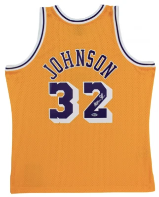 Magic Johnson Autographed Yellow Lakers Jersey Auto Beckett COA - Image 1 of 4