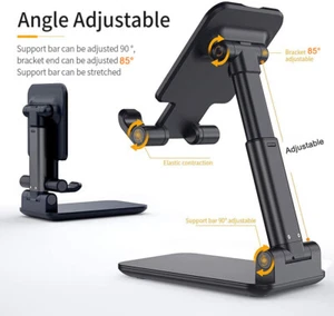 Foldable Adjustable Tablet Mount Stand Mobile Phone iPad iPhone Desktop Holder - Picture 1 of 14