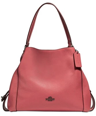 Bolso de hombro COACH 57125 Edie 31 pulgadas cuero granulado pulido DK/rojo lavado Foto 1 de 4