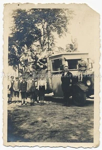 Kinderausflug mit LKW - Jungen Pritsche - Altes Foto 1930er - Bild 1 von 2
