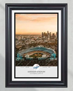 Los Angeles Skyline & Dodger Stadium: Aerial View Framed Print - Picture 1 of 11