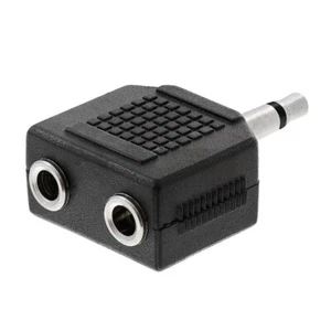 3.5mm 1/8" Mono Plug to 2x 3.5mm Stereo Jack Headphone Mic Adapter Y Splitter - Picture 1 of 2