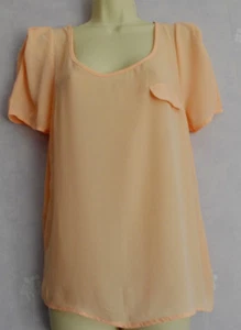 New Ladies FOREVER 21 peach chiffon top Size Med - Picture 1 of 2
