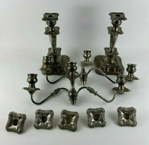 English 18th C. Old Sheffield Silver on Copper Candle Holders Parts or Repair - Picture 1 of 12