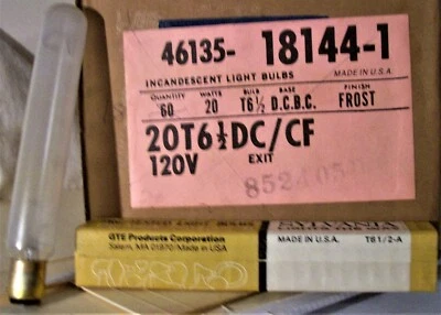 20T6.5 DC/CF   LIGHT BULB BRASS BASE 18 BULBS NEW SYLVANA MADE USA NOS - Image 1 of 4