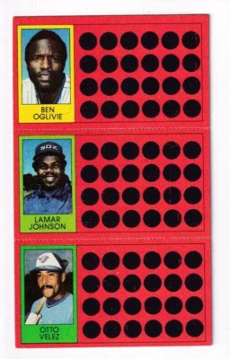 Oglivie-Johnson-Velez 1981 Topps MLB Scratch Off Panel Card# 44-26-7 - Image 1 of 2