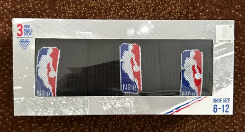 NBA Men’s Crew Socks 3 Pairs Sizes 6-12 Black New In Box Cover