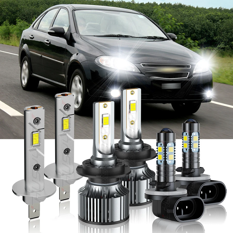 For Chevrolet Optra 2004-2010 6X White LED Headlight Hi/Lo + Fog Light Bulbs Kit - Image 1 of 4