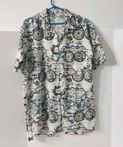 Vintage Coca Cola Men's Size Medium M Button Up Short Sleeve Shirt World Map - Picture 1 of 4