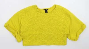 H&M Womens Yellow Round Neck Cotton Blend Jumper Size S - Picture 1 of 12