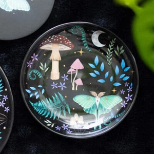 Dark Forest Print Round Ceramic Trinket Dish - Decor - Crystals - Gift - Moon - Picture 1 of 4