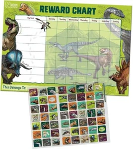 Dinosaur NHM Reward Chart & Sparkly Stickers Reusable Visual Behaviour ASD SEN - Picture 1 of 3