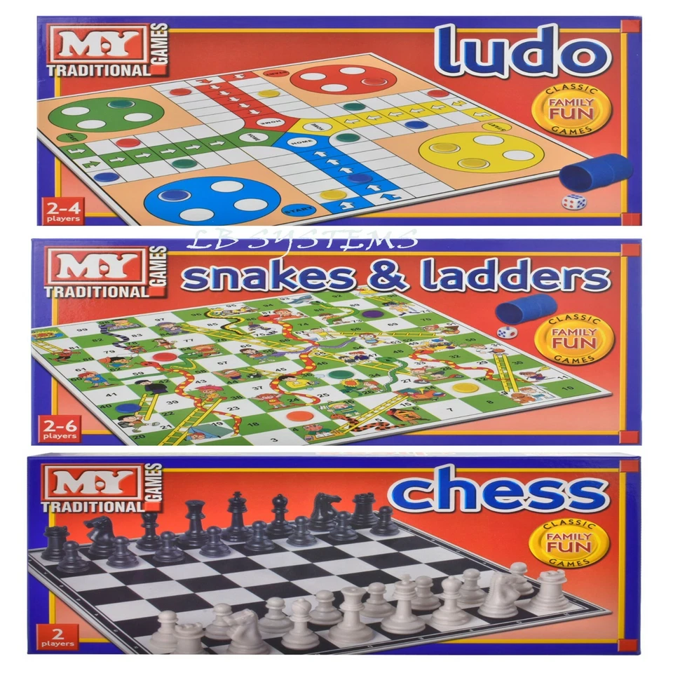 Chess or Snake&Ladders or Draughts or Ludo Traditional Board Game Family Fun - Image 1 of 1