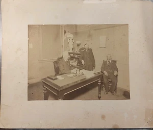 Vintage Cabinet Card Photo Men Office Fire Alarm Telegraph Office NYC c1910s - Picture 1 of 2
