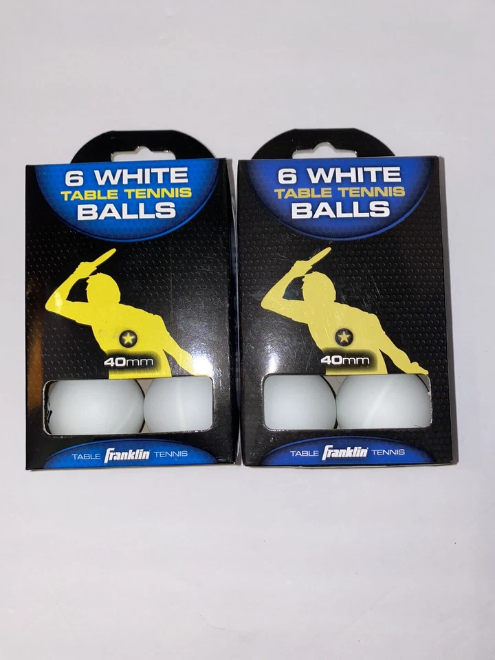 Franklin Sports Table Tennis Ping Pong Balls 6 Pack White 40mm Lot Of 2 - Image 1 of 1