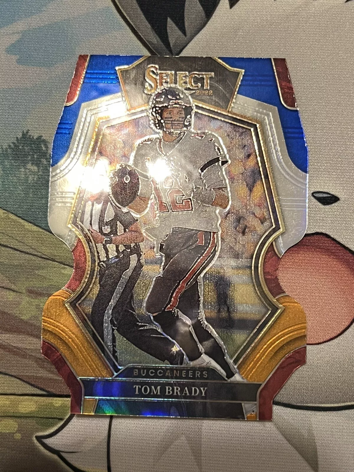 2022 Select Football Tom Brady Die Cut Premier Level Blue Orange /35