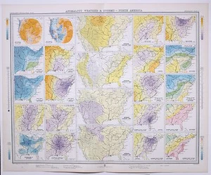 1899 LARGE WEATHER METEOROLOGY MAP ANOMALOUS WEATHER & STORMS NORTH AMERICA  - Picture 1 of 5