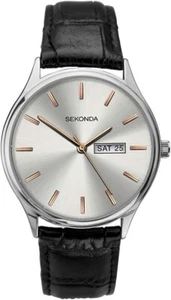 Reloj caballero fácil de leer esfera plateada y caja con día/fecha por Sekonda modelo 1686 - Imagen 1 de 2