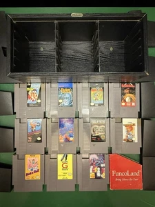 Nintendo NES je 18 Spiele Caddy Aufbewahrungskoffer Cartridge Halter & 11 Spiele - Bild 1 von 24