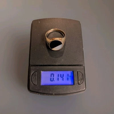 Anel de sinete vintage/antigo ouro amarelo 14K 585 oval ônix preto tamanho 9 - Imagem 1 de 4