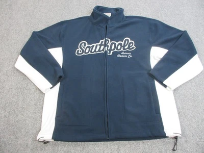 Southpole Jacket Mens XL Navy White Full Zip Fleece Embroidered Logo Pockets - Image 1 of 4