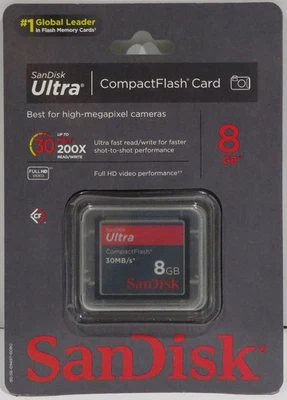 New SanDisk Ultra 8GB CF CompactFlash Memory Card Sealed 30MB/s Camera Storage - Image 1 of 4