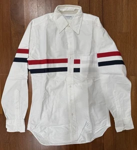 Thom Browne Engineered Tricolour Stripe Oxford Shirt – White – Size 2 (Medium) - Picture 1 of 5