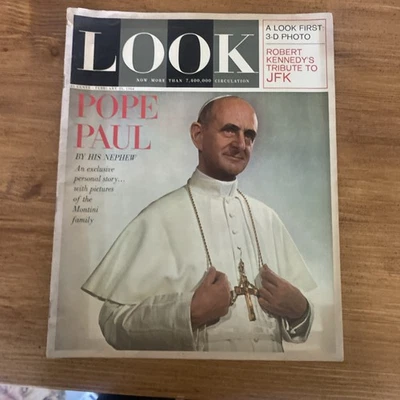 Look Magazine Feb 25 1964 Pope Paul By His Nephew + RFK Tribute To JFK - Image 1 of 4